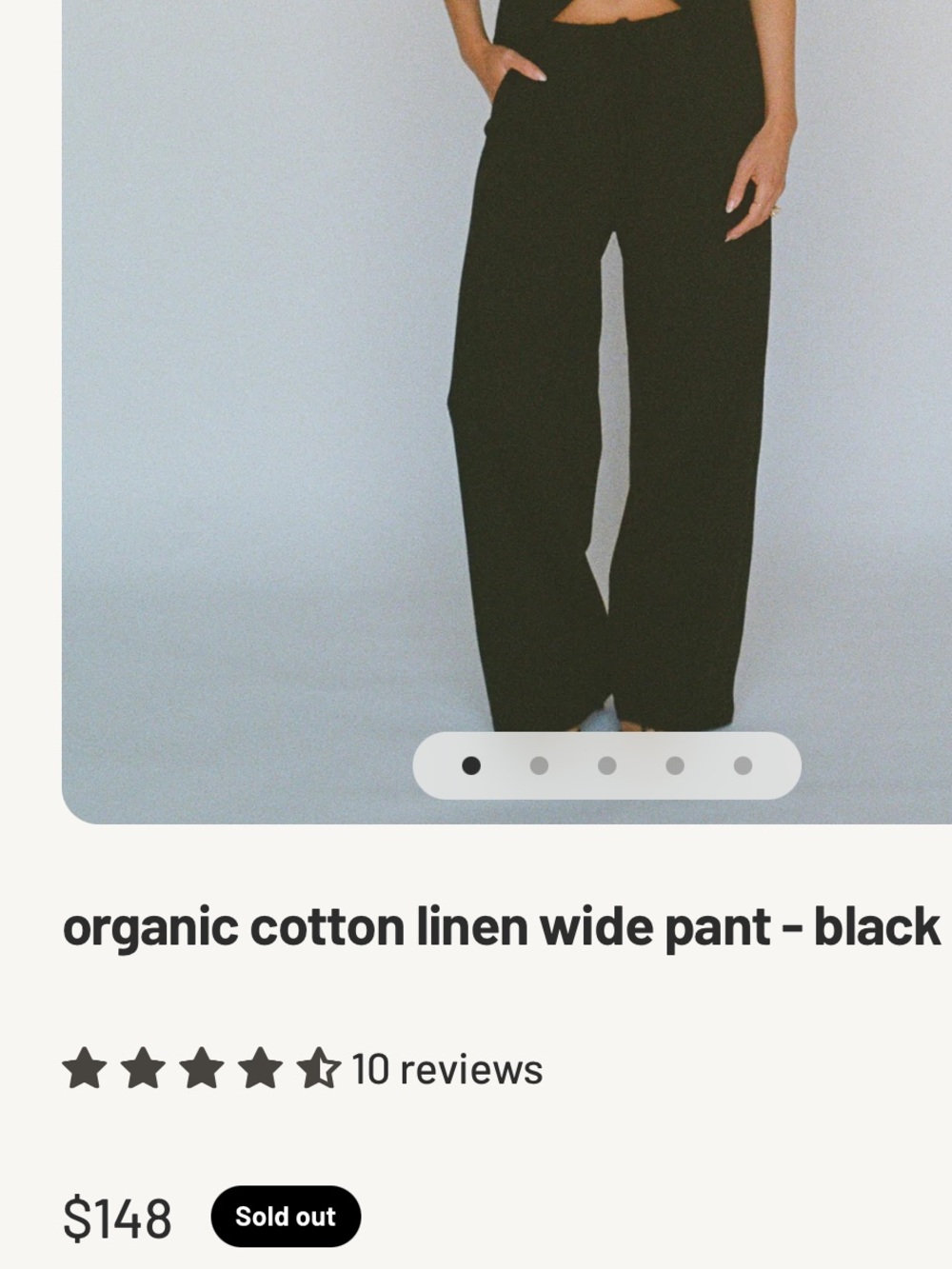 Organic Cotton Linen Wide Pants - Black
